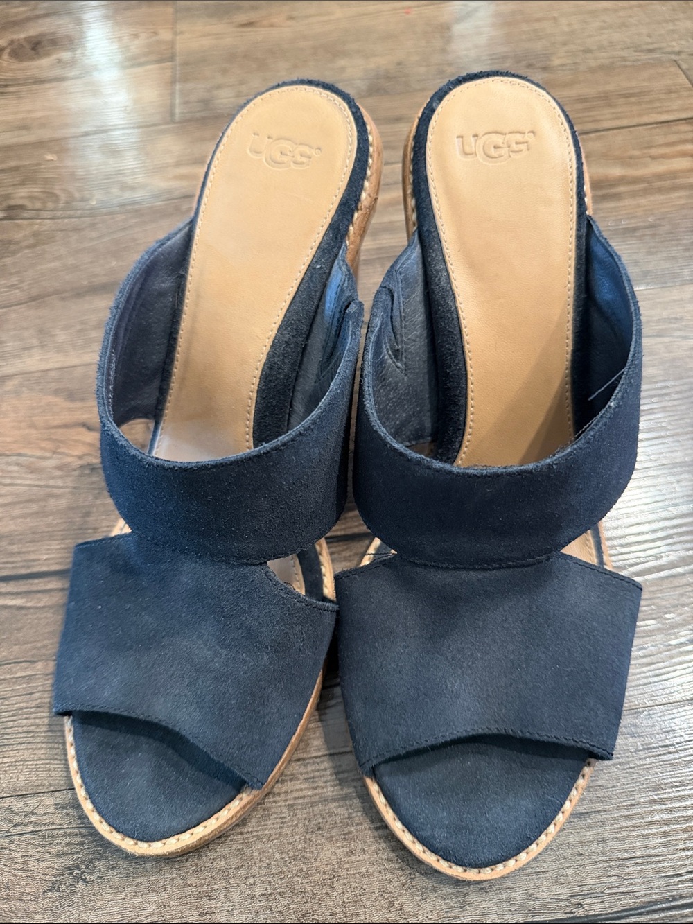 UGG Black Suede Double-Band Slide Mules size 8